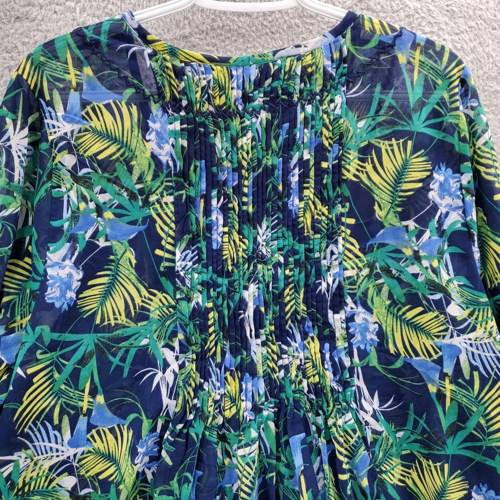 Roaman's Blue and Green Floral Tunic - Picture 8 of 10